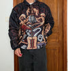 Veste en tapisserie design unique vintage fait main upcyclé retravaillé tissé taille XL n•755