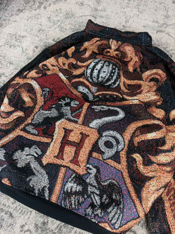Veste en tapisserie design unique vintage fait main upcyclé retravaillé tissé taille XL n•755
