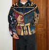 Veste en tapisserie design unique vintage fait main upcyclé retravaillé tissé taille XL n•757