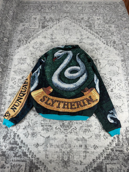 Veste en tapisserie design unique vintage fait main upcyclé retravaillé tissé taille XL n•757