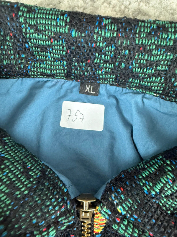 Veste en tapisserie design unique vintage fait main upcyclé retravaillé tissé taille XL n•757