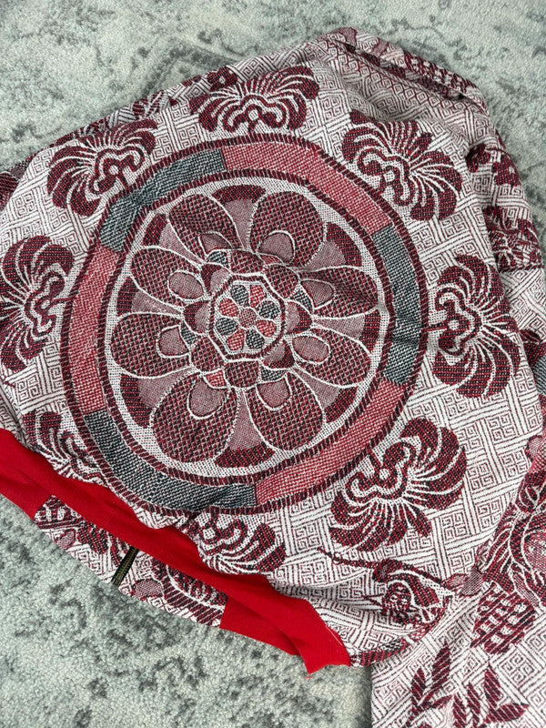 Veste en tapisserie design unique vintage fait main upcyclé retravaillé tissé taille XL n•758