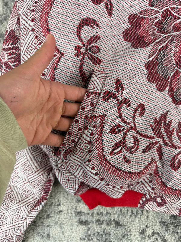 Veste en tapisserie design unique vintage fait main upcyclé retravaillé tissé taille XL n•758
