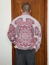 Veste en tapisserie design unique vintage fait main upcyclé retravaillé tissé taille XL n•758