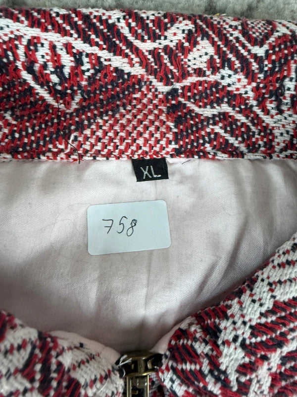 Veste en tapisserie design unique vintage fait main upcyclé retravaillé tissé taille XL n•758