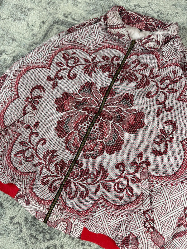 Veste en tapisserie design unique vintage fait main upcyclé retravaillé tissé taille XL n•758