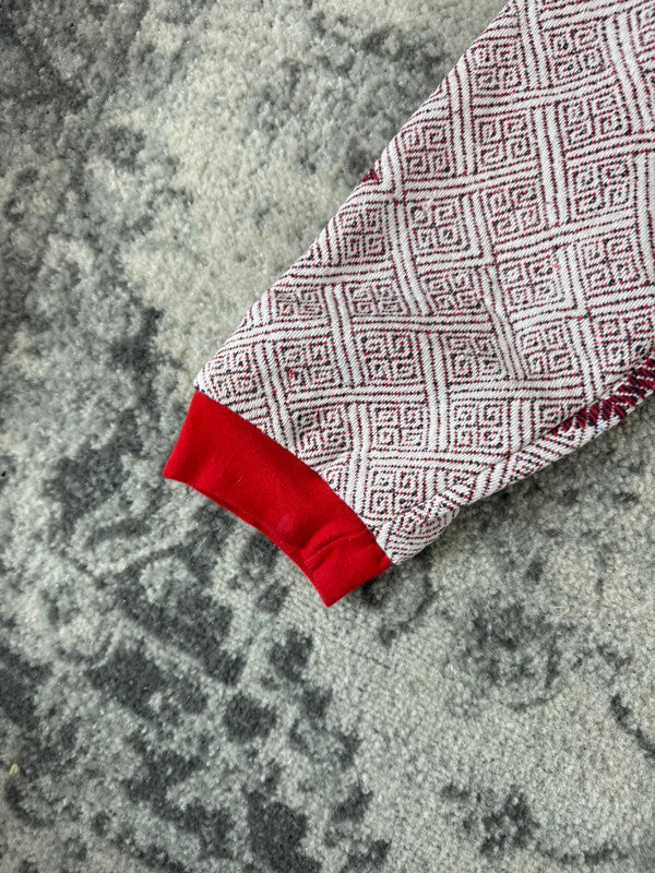 Veste en tapisserie design unique vintage fait main upcyclé retravaillé tissé taille XL n•758