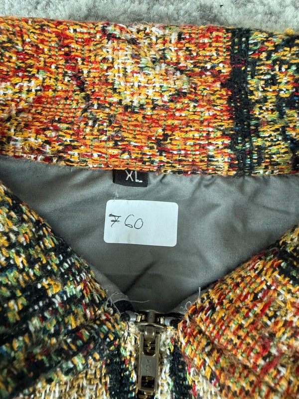 Veste en tapisserie design unique vintage fait main upcyclé retravaillé tissé taille XL n•760