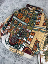 Veste en tapisserie design unique vintage fait main upcyclé retravaillé tissé taille XL n•761