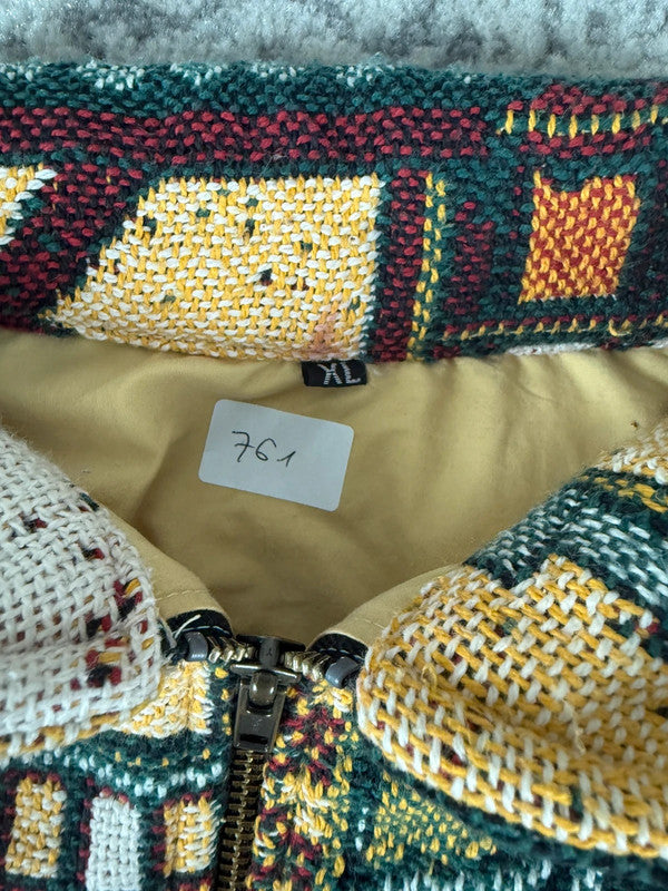 Veste en tapisserie design unique vintage fait main upcyclé retravaillé tissé taille XL n•761
