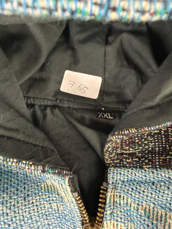 Veste en tapisserie design unique vintage fait main upcyclé retravaillé tissé taille XXL n•765