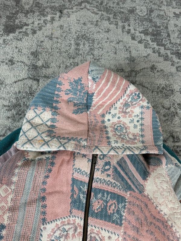 Veste en tapisserie design unique vintage fait main upcyclé retravaillé tissé taille XXL n•766
