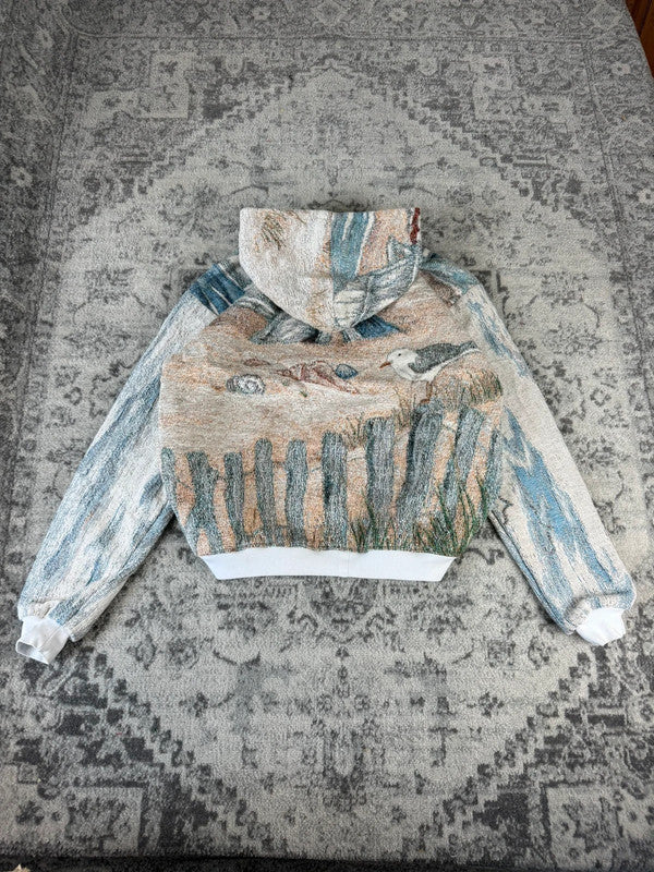 Veste en tapisserie design unique vintage fait main upcyclé retravaillé tissé taille XXL n•767