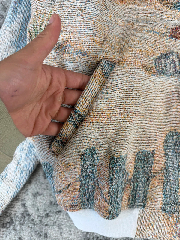 Veste en tapisserie design unique vintage fait main upcyclé retravaillé tissé taille XXL n•767