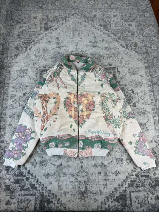 Veste en tapisserie design unique vintage fait main upcyclé retravaillé tissé taille XXL n•768