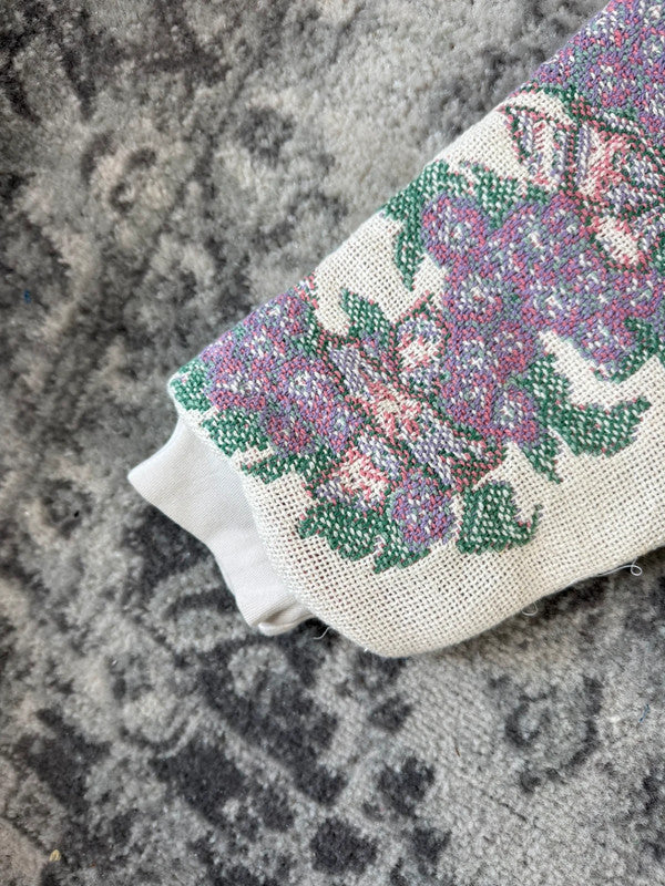 Veste en tapisserie design unique vintage fait main upcyclé retravaillé tissé taille XXL n•768