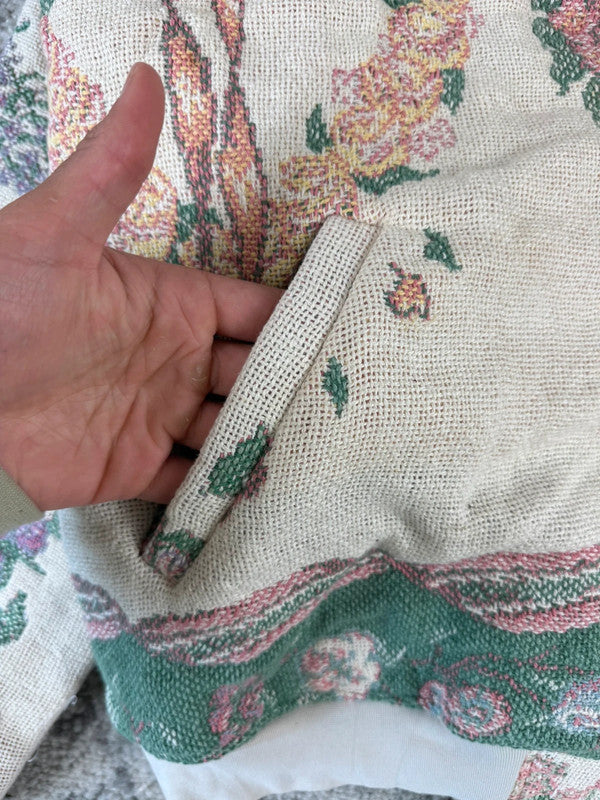 Veste en tapisserie design unique vintage fait main upcyclé retravaillé tissé taille XXL n•768