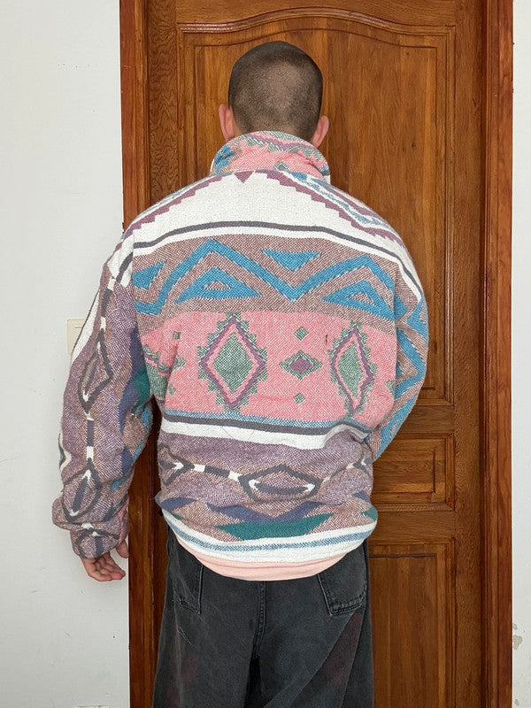 Veste en tapisserie design unique vintage fait main upcyclé retravaillé tissé taille XXL n•769