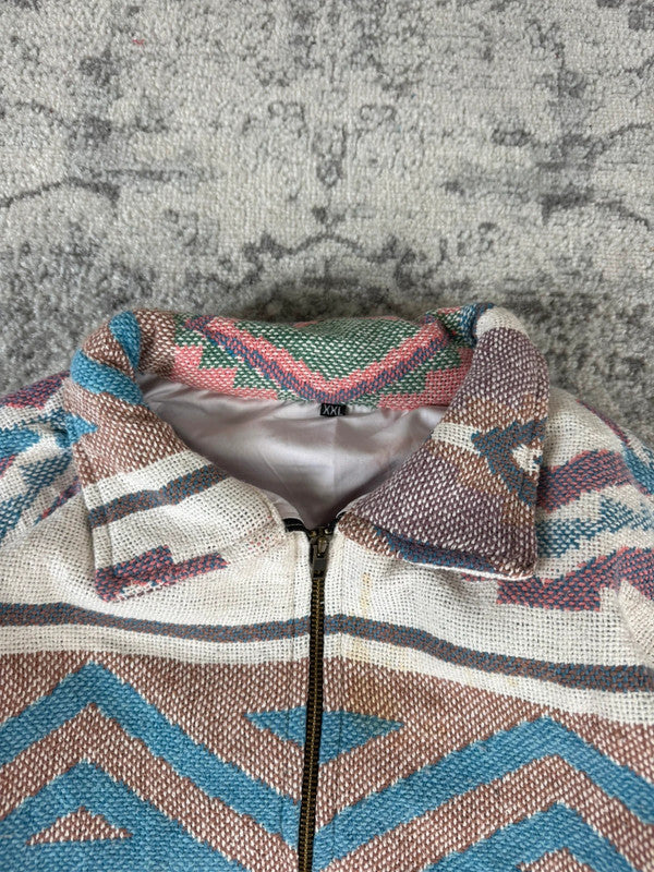 Veste en tapisserie design unique vintage fait main upcyclé retravaillé tissé taille XXL n•769