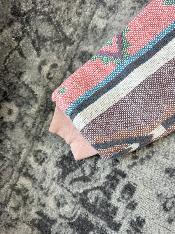 Veste en tapisserie design unique vintage fait main upcyclé retravaillé tissé taille XXL n•769