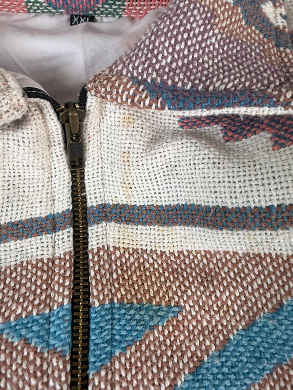 Veste en tapisserie design unique vintage fait main upcyclé retravaillé tissé taille XXL n•769