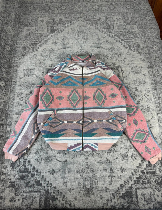Veste en tapisserie design unique vintage fait main upcyclé retravaillé tissé taille XXL n•769