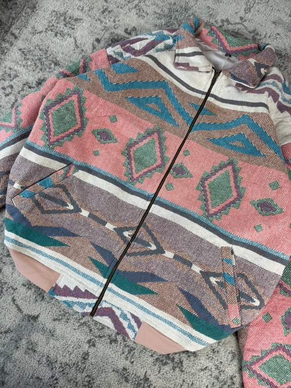 Veste en tapisserie design unique vintage fait main upcyclé retravaillé tissé taille XXL n•769