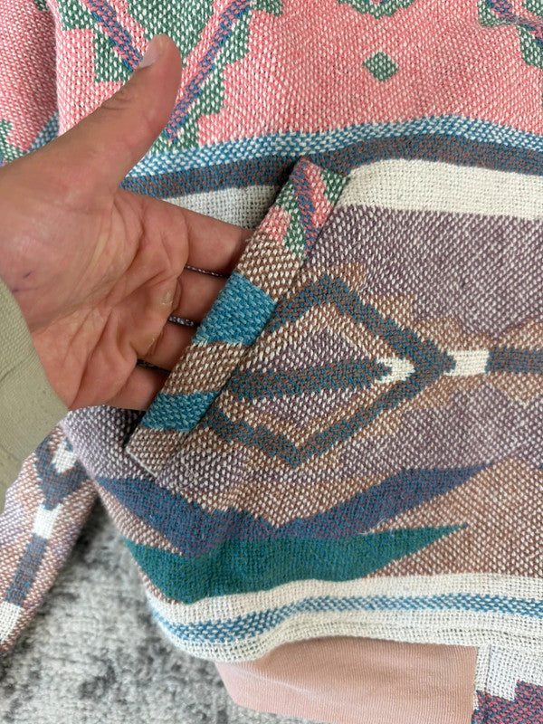 Veste en tapisserie design unique vintage fait main upcyclé retravaillé tissé taille XXL n•769