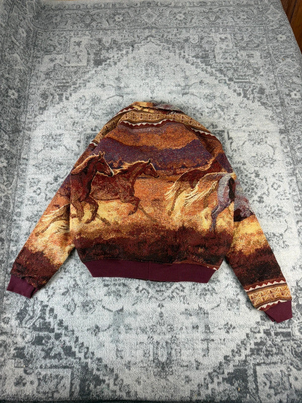 Veste en tapisserie design unique vintage fait main upcyclé retravaillé tissé taille XXL n•770