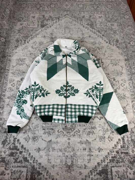 Veste en tapisserie design unique vintage fait main upcyclé retravaillé tissé taille XXL n•771