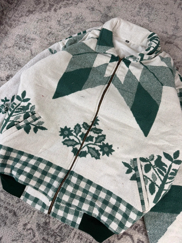 Veste en tapisserie design unique vintage fait main upcyclé retravaillé tissé taille XXL n•771