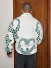 Veste en tapisserie design unique vintage fait main upcyclé retravaillé tissé taille XXL n•771