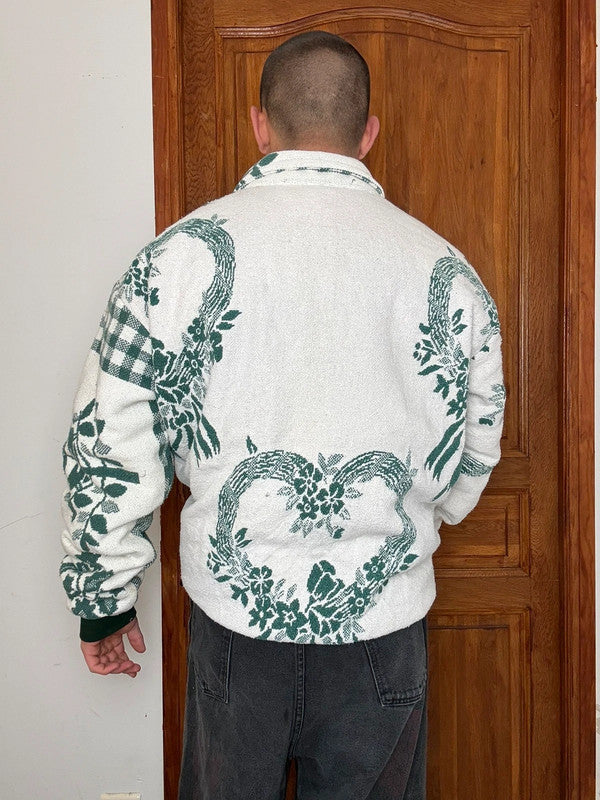 Veste en tapisserie design unique vintage fait main upcyclé retravaillé tissé taille XXL n•771