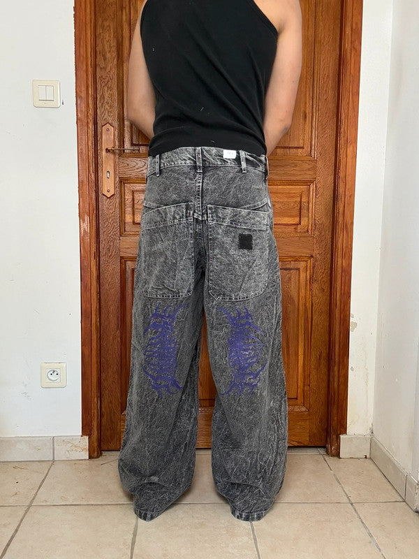 Pantalon double knee baggy jean large balloon streetwear JNCO y2k vintage hip-hop taille 32US n•789