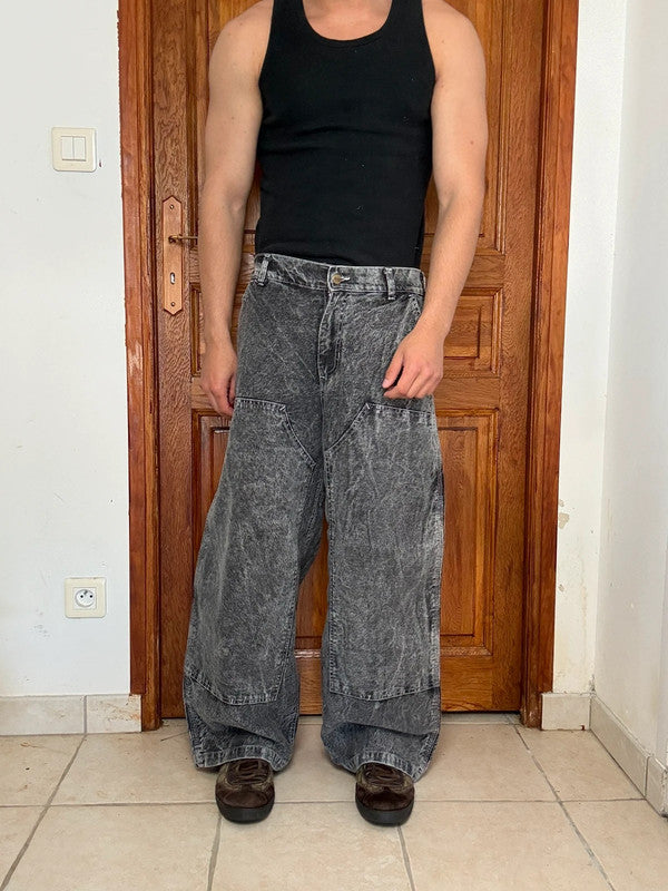 Pantalon double knee baggy jean large balloon streetwear JNCO y2k vintage hip-hop taille 32US n•789