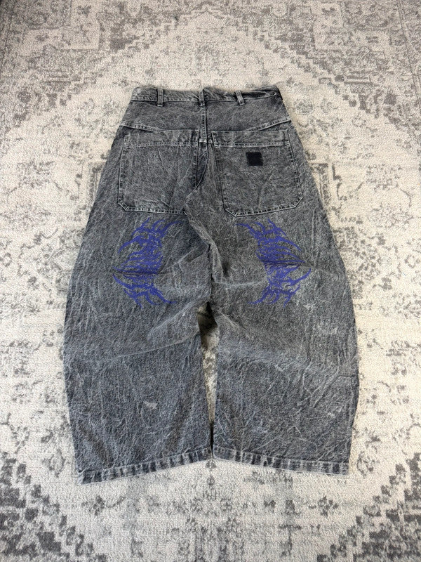 Pantalon double knee baggy jean large balloon streetwear JNCO y2k vintage hip-hop taille 32US n•789