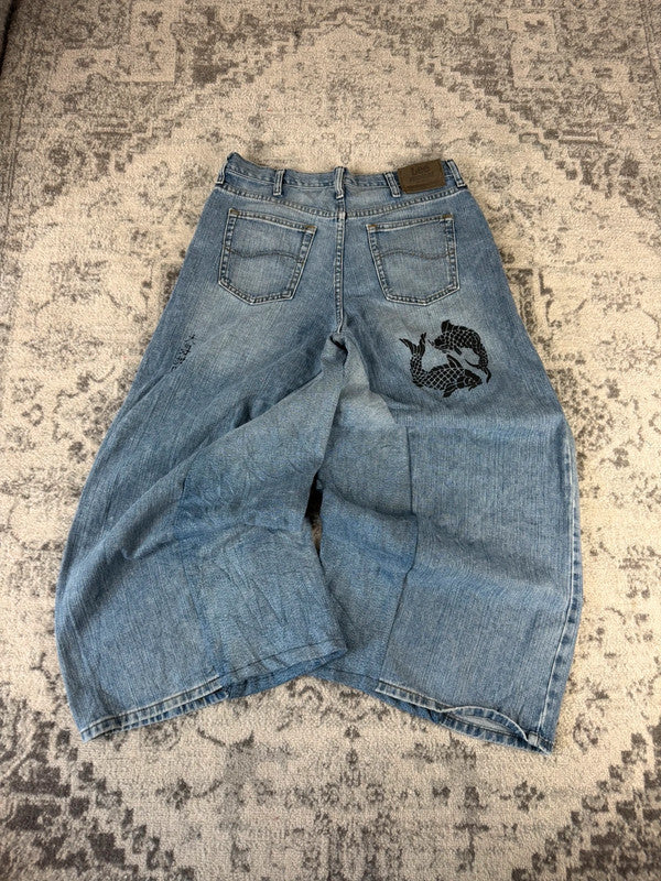 Pantalon baggy jean large Japanese balloon streetwear JNCO y2k vintage hip-hop taille S n•787