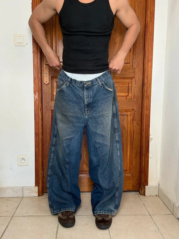 Pantalon baggy jean large Japanese balloon streetwear JNCO y2k vintage hip-hop taille 38x29US n•786
