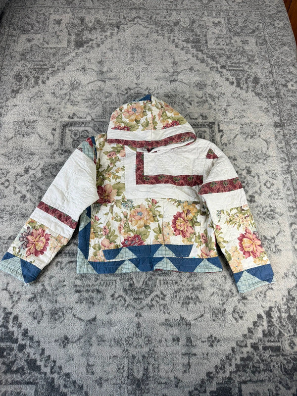 Sweat en quilt crop style sportswear design unique vintage fait main upcyclé retravaillé n•793