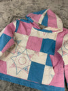 Sweat en quilt crop style sportswear design unique vintage fait main upcyclé retravaillé n•794