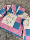 Sweat en quilt crop style sportswear design unique vintage fait main upcyclé retravaillé n•794