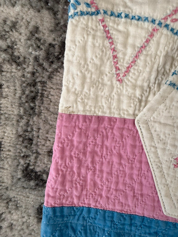 Sweat en quilt crop style sportswear design unique vintage fait main upcyclé retravaillé n•794