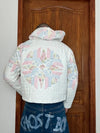 Sweat en quilt crop style sportswear design unique vintage fait main upcyclé retravaillé n•797
