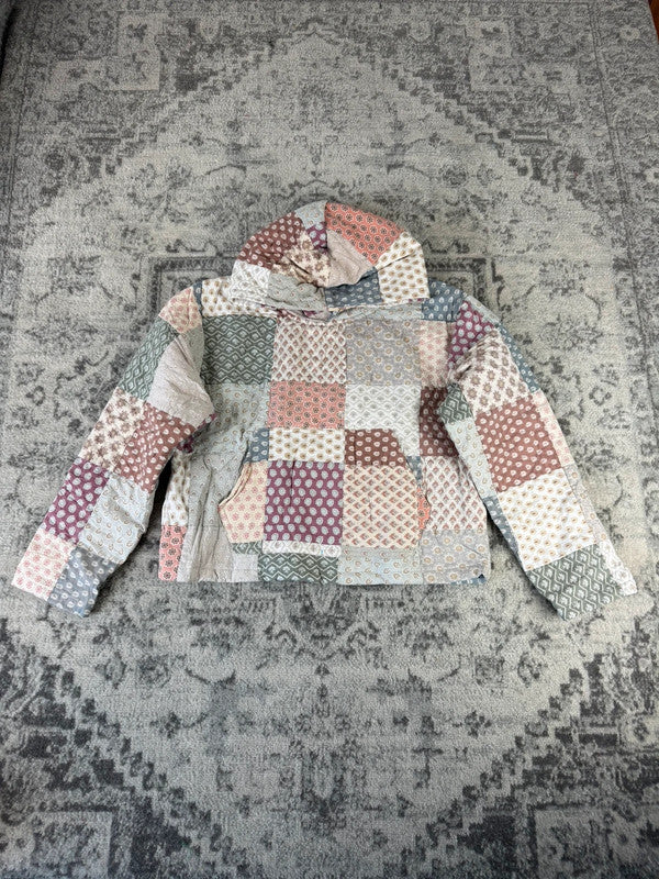 Sweat en quilt crop style sportswear design unique vintage fait main upcyclé retravaillé n•798