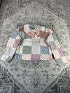 Sweat en quilt crop style sportswear design unique vintage fait main upcyclé retravaillé n•798