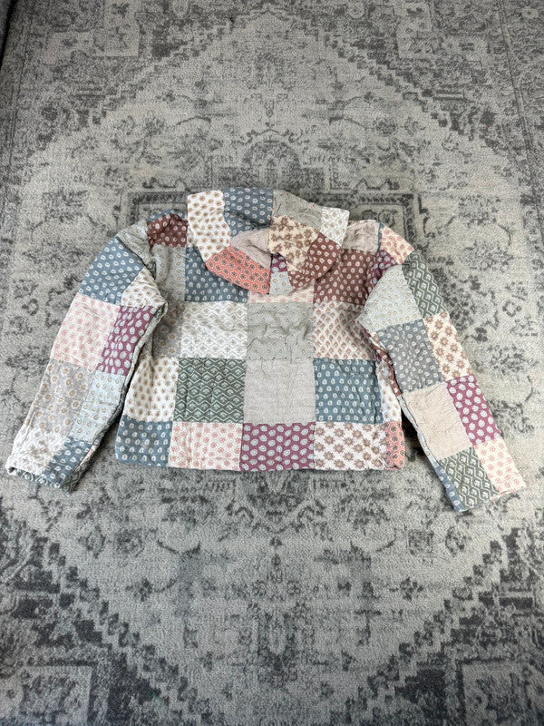 Sweat en quilt crop style sportswear design unique vintage fait main upcyclé retravaillé n•798