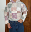 Sweat en quilt crop style sportswear design unique vintage fait main upcyclé retravaillé n•798
