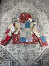 Sweat en quilt crop style sportswear design unique vintage fait main upcyclé retravaillé n•799