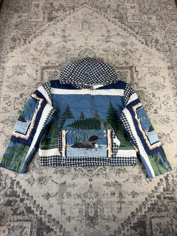 Sweat en quilt crop style sportswear design unique vintage fait main upcyclé retravaillé n•800