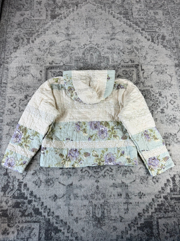 Sweat en quilt crop style sportswear design unique vintage fait main upcyclé retravaillé n•801